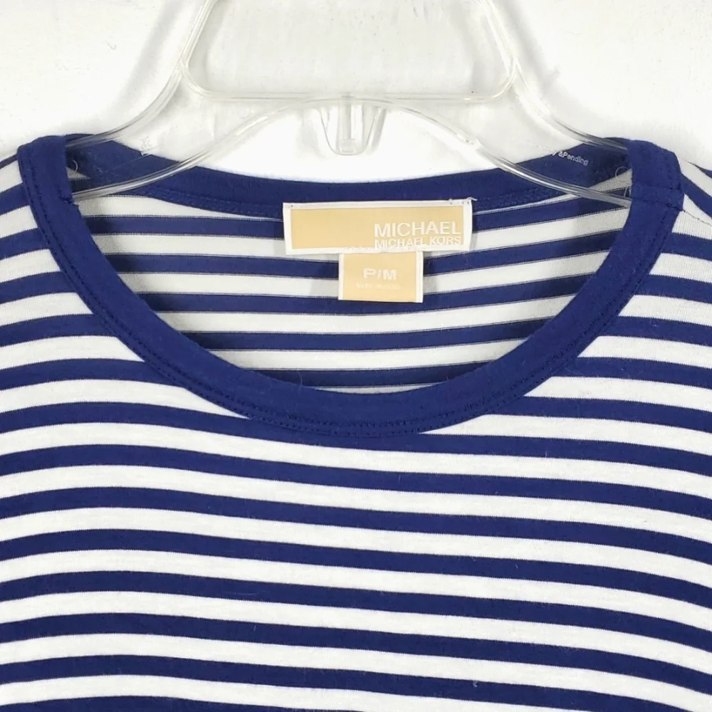 MICHAEL Michael Kors Blue White Striped Long Sleeve Shirt PM - Picture 2 of 10